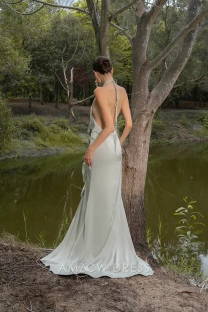 Amzcw Elegantes Vestidos de Fiesta Línea A Satén Verde Azulado con Hombros Descubiertos Mini Vestido Corto Venta Caliente para Mujeres 