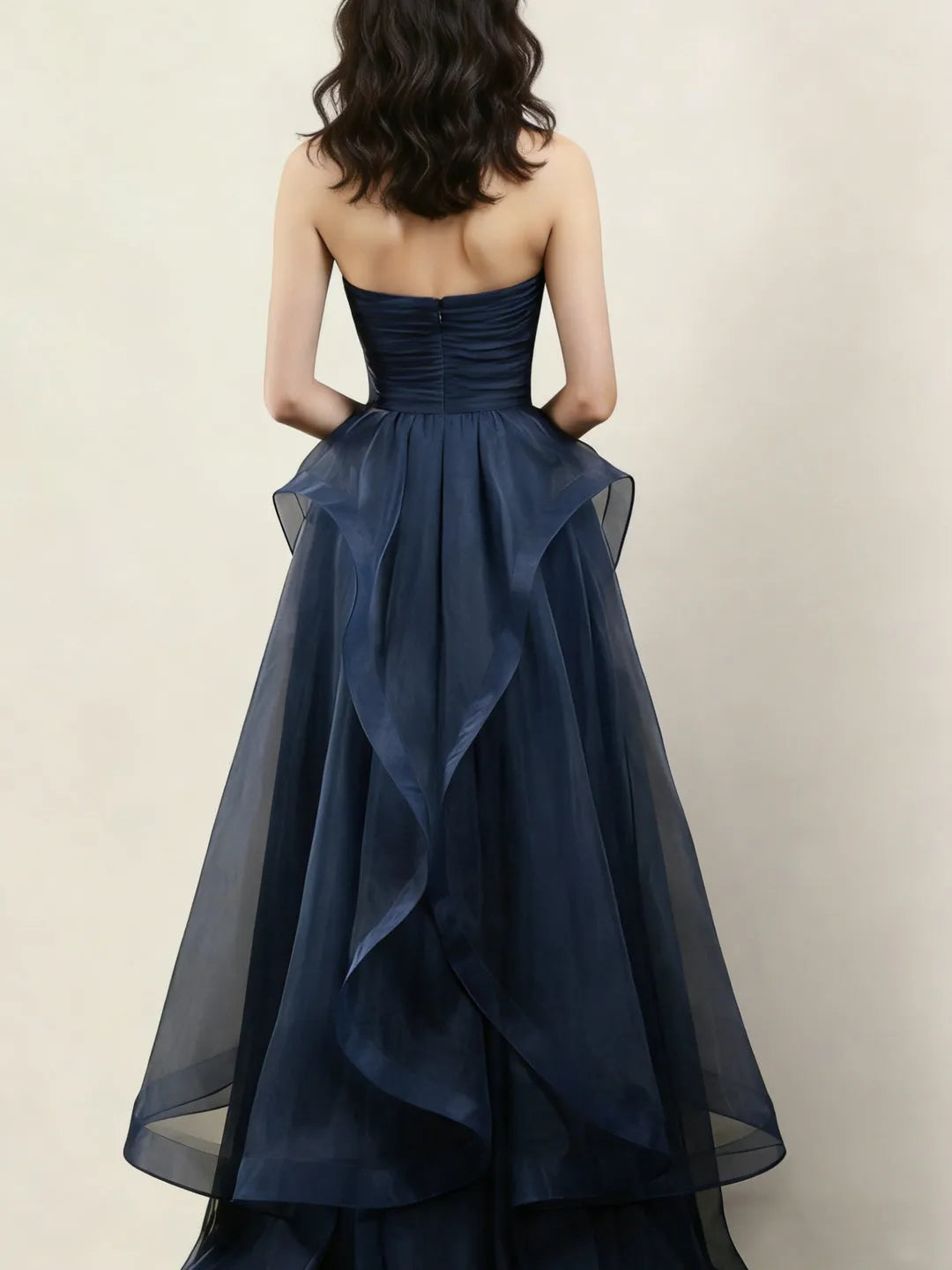 Elegant Mermaid Sweetheart Strapless Organza Back Floor-Length Evening Dresses
