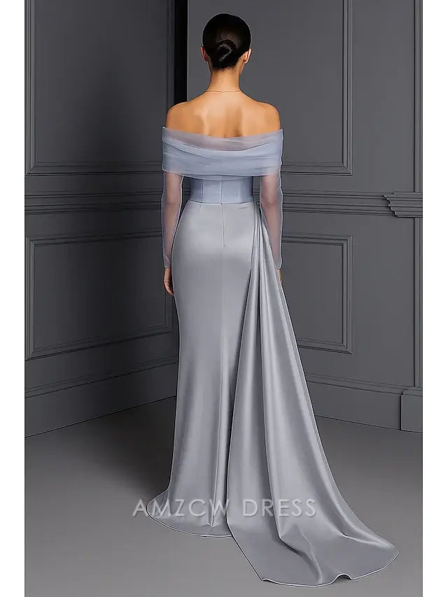 Amzcw Elegantes Vestidos de Fiesta Línea A Satén Verde Azulado con Hombros Descubiertos Mini Vestido Corto Venta Caliente para Mujeres 