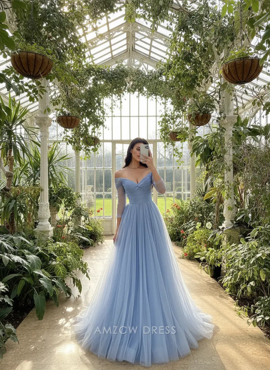 Amzcw Elegantes Vestidos de Fiesta Línea A Satén Verde Azulado con Hombros Descubiertos Mini Vestido Corto Venta Caliente para Mujeres 