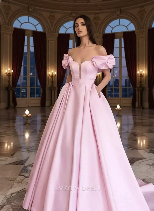 Amzcw Elegantes Vestidos de Fiesta Línea A Satén Verde Azulado con Hombros Descubiertos Mini Vestido Corto Venta Caliente para Mujeres 