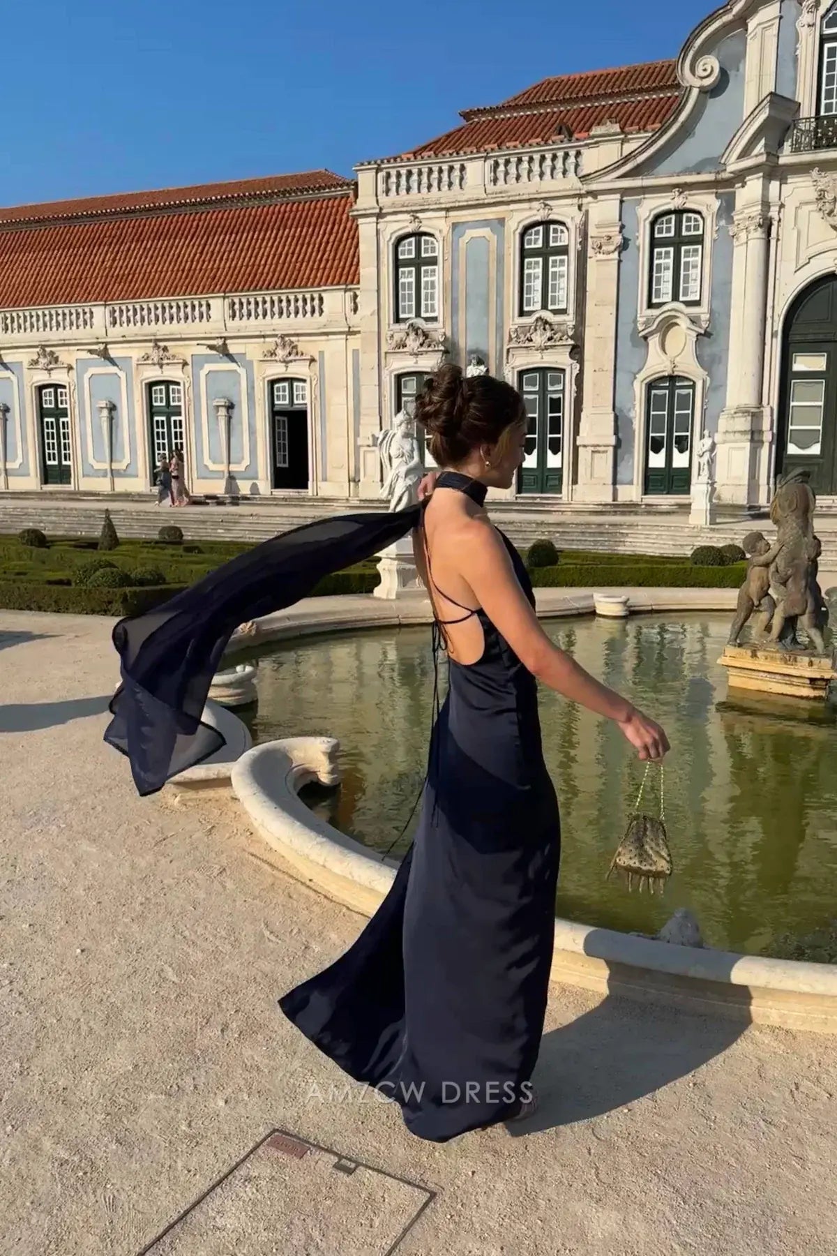 Amzcw Elegantes Vestidos de Fiesta Línea A Satén Verde Azulado con Hombros Descubiertos Mini Vestido Corto Venta Caliente para Mujeres 