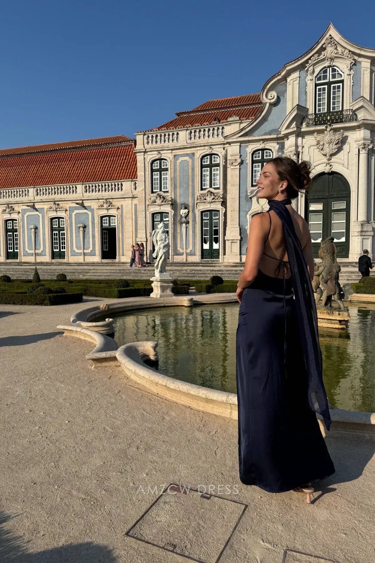 Amzcw Elegantes Vestidos de Fiesta Línea A Satén Verde Azulado con Hombros Descubiertos Mini Vestido Corto Venta Caliente para Mujeres 