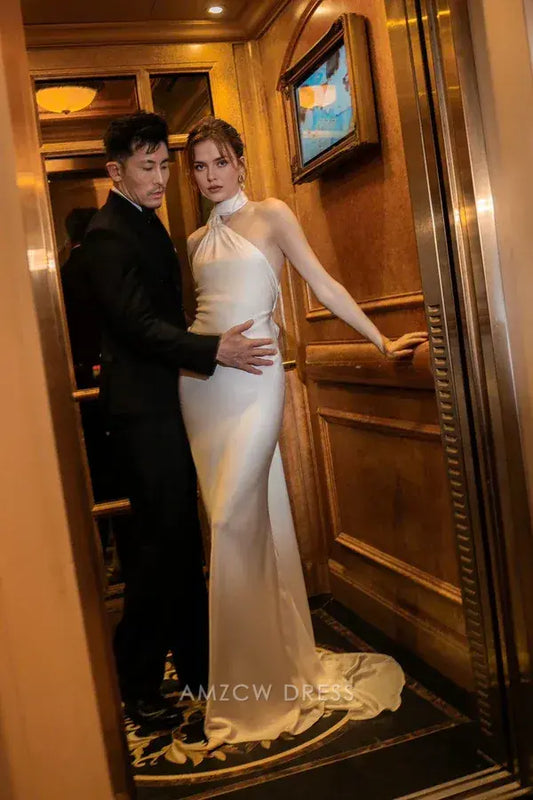 Amzcw Elegantes Vestidos de Fiesta Línea A Satén Verde Azulado con Hombros Descubiertos Mini Vestido Corto Venta Caliente para Mujeres 