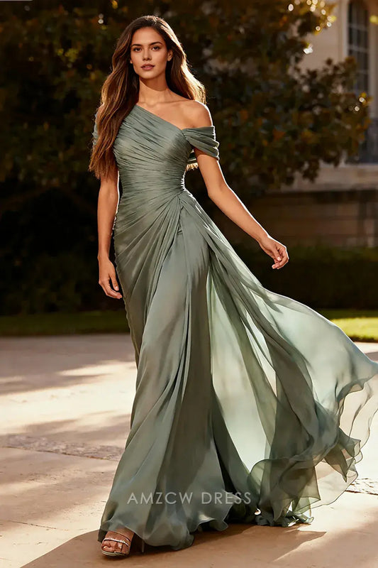 Amzcw Elegantes Vestidos de Fiesta Línea A Satén Verde Azulado con Hombros Descubiertos Mini Vestido Corto Venta Caliente para Mujeres 