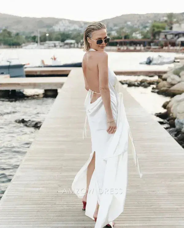 Amzcw Elegantes Vestidos de Fiesta Línea A Satén Verde Azulado con Hombros Descubiertos Mini Vestido Corto Venta Caliente para Mujeres 