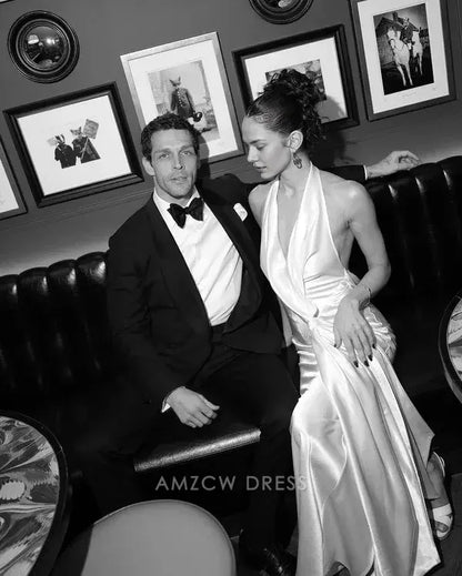 Amzcw Elegantes Vestidos de Fiesta Línea A Satén Verde Azulado con Hombros Descubiertos Mini Vestido Corto Venta Caliente para Mujeres 