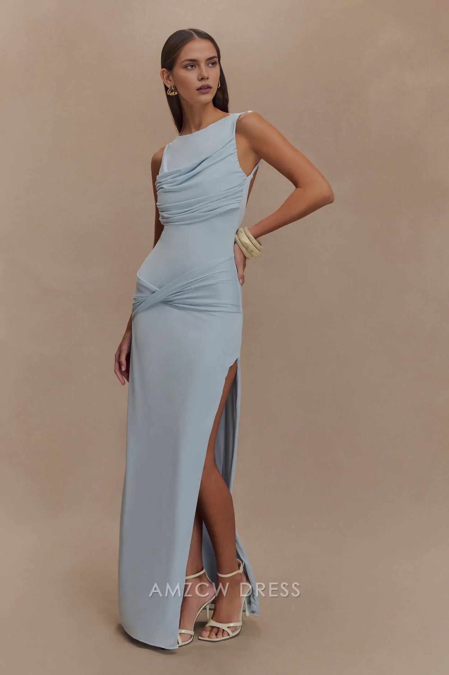 Amzcw Elegantes Vestidos de Fiesta Línea A Satén Verde Azulado con Hombros Descubiertos Mini Vestido Corto Venta Caliente para Mujeres 