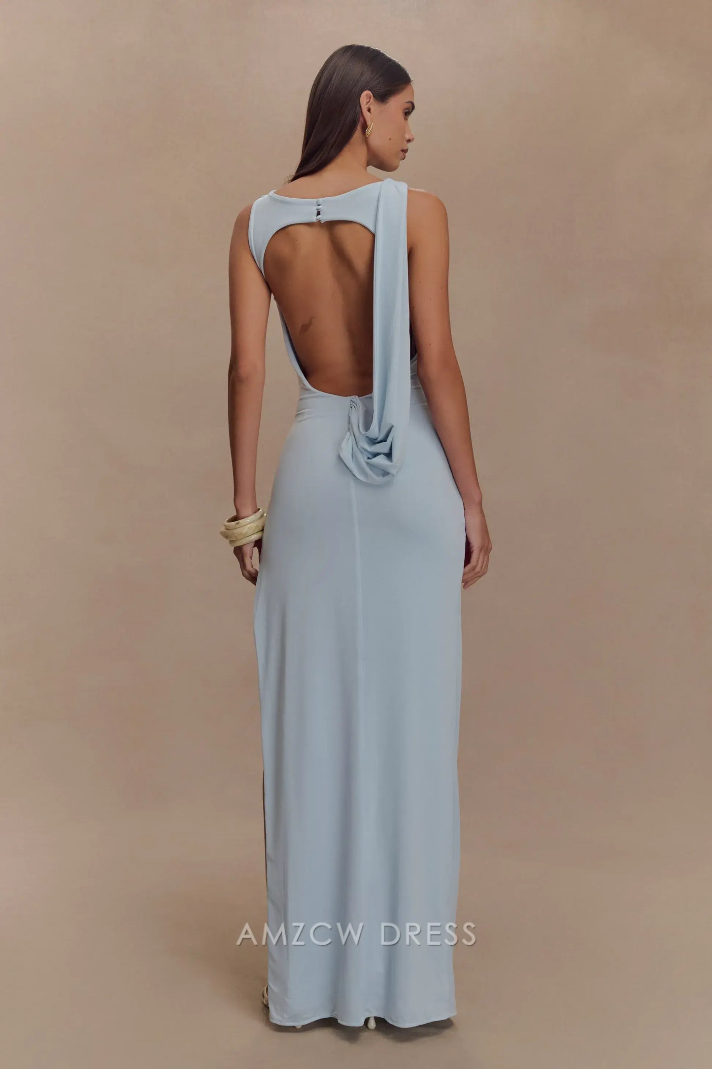 Amzcw Elegantes Vestidos de Fiesta Línea A Satén Verde Azulado con Hombros Descubiertos Mini Vestido Corto Venta Caliente para Mujeres 