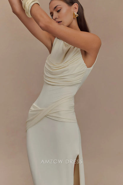 Amzcw Elegantes Vestidos de Fiesta Línea A Satén Verde Azulado con Hombros Descubiertos Mini Vestido Corto Venta Caliente para Mujeres 