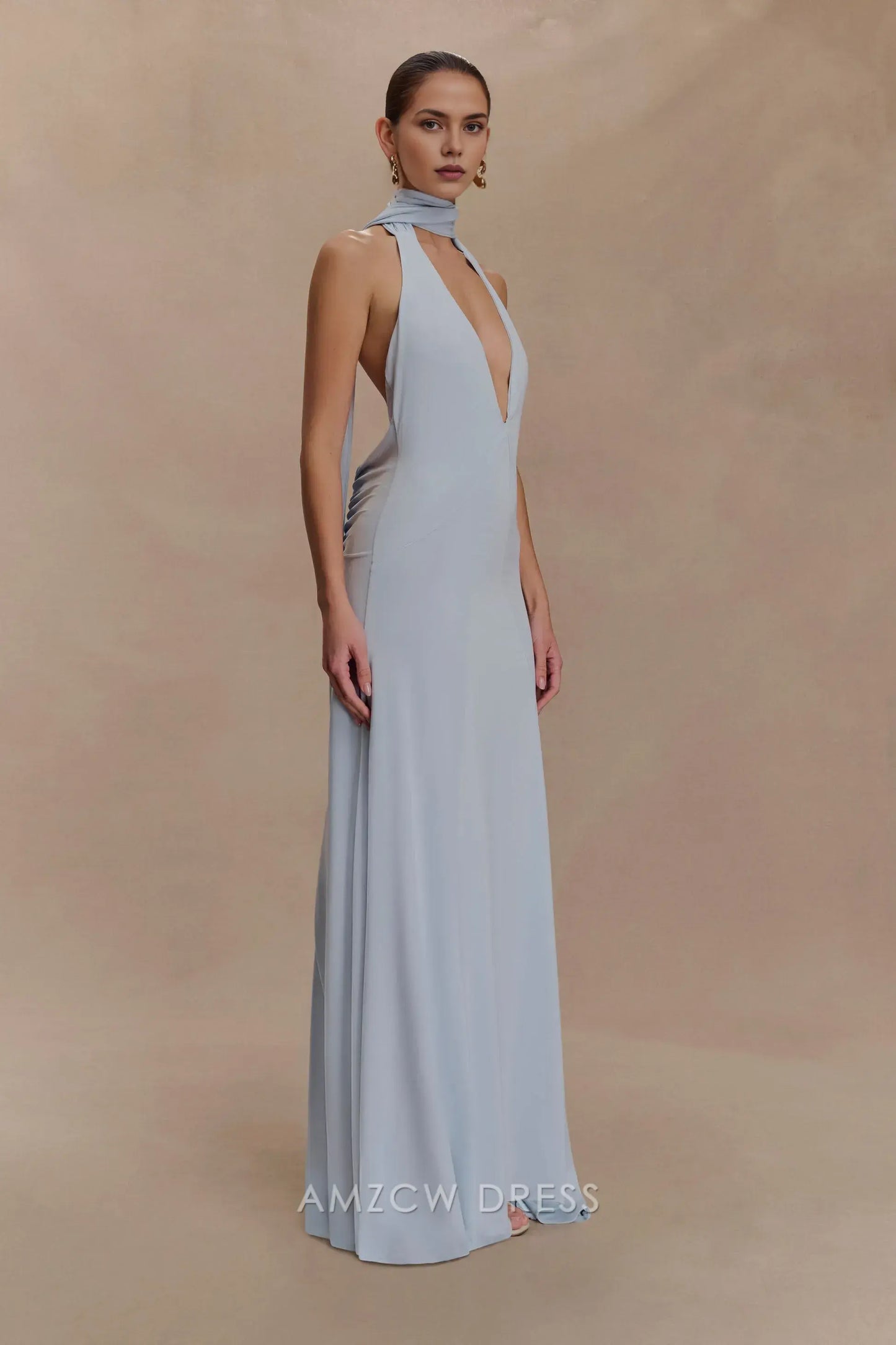 Amzcw Elegantes Vestidos de Fiesta Línea A Satén Verde Azulado con Hombros Descubiertos Mini Vestido Corto Venta Caliente para Mujeres 