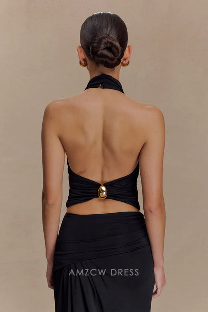 Amzcw Elegantes Vestidos de Fiesta Línea A Satén Verde Azulado con Hombros Descubiertos Mini Vestido Corto Venta Caliente para Mujeres 