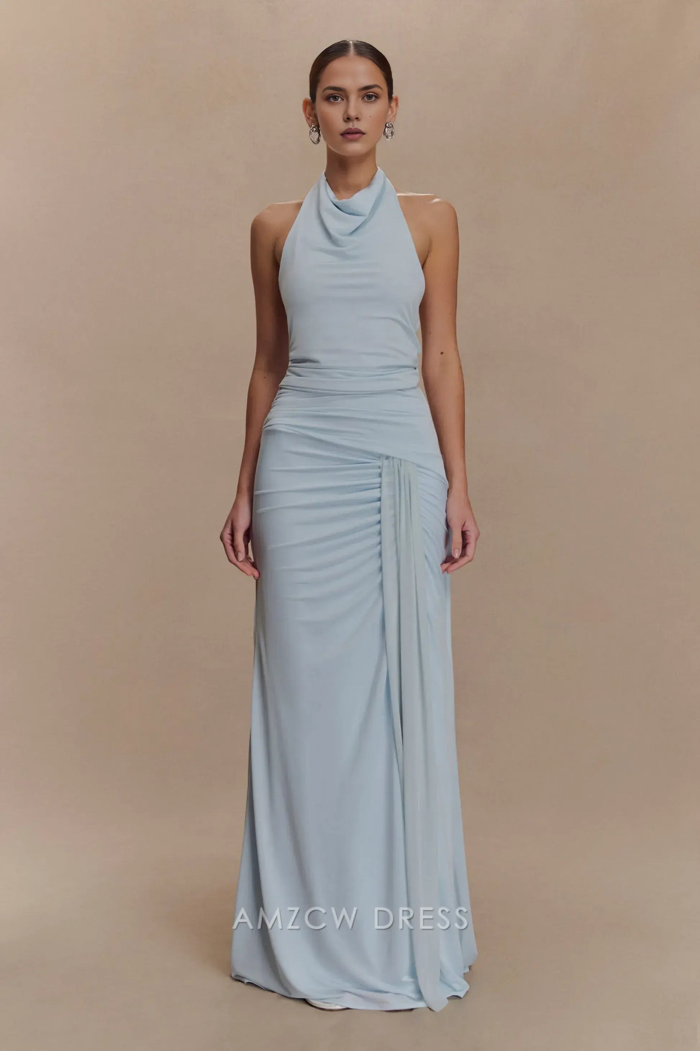 Amzcw Elegantes Vestidos de Fiesta Línea A Satén Verde Azulado con Hombros Descubiertos Mini Vestido Corto Venta Caliente para Mujeres 