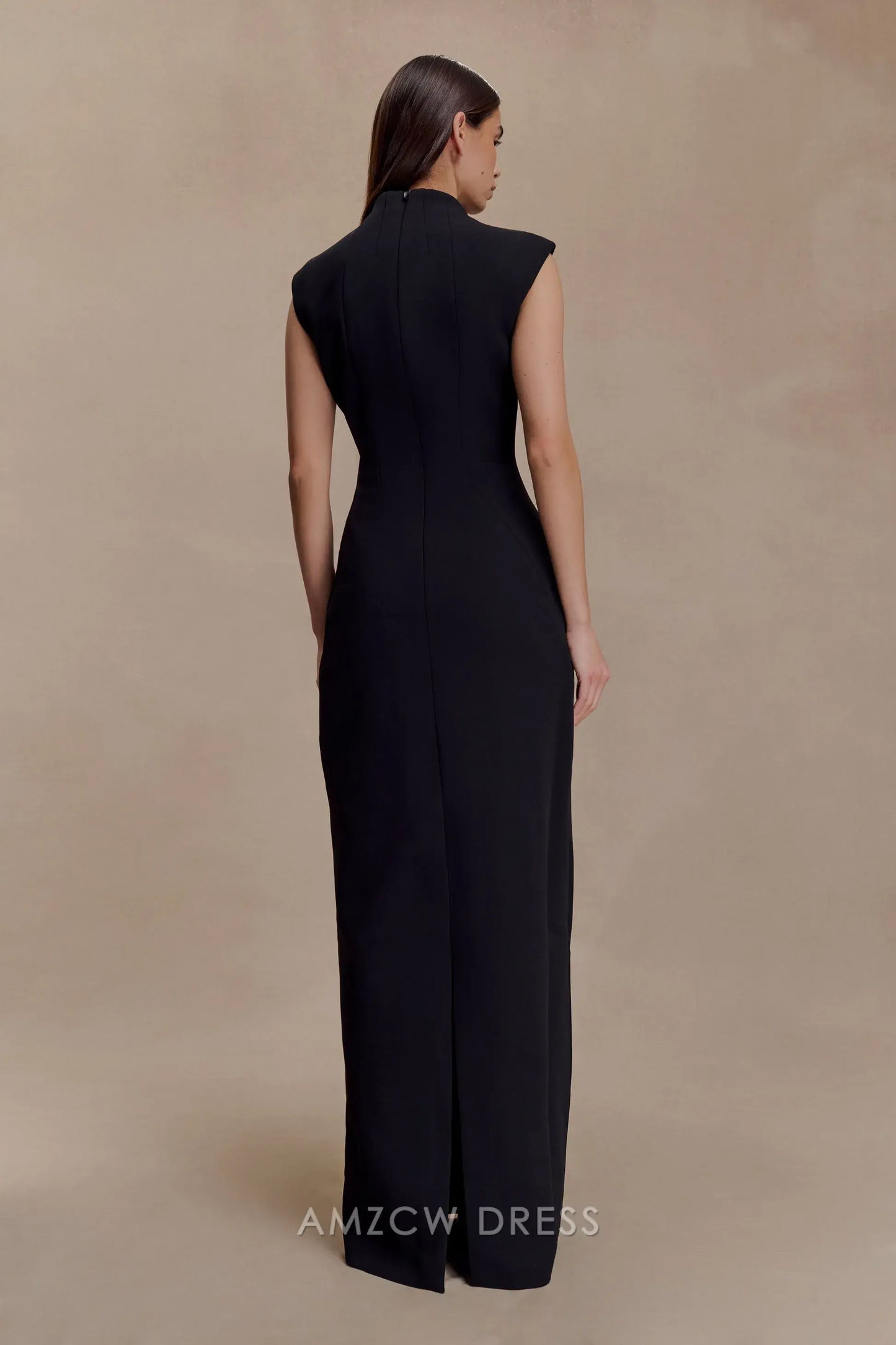Elegant Sheath/Column High Neck Cut - Out Maxi Dress with Metal Accents Prom Dress