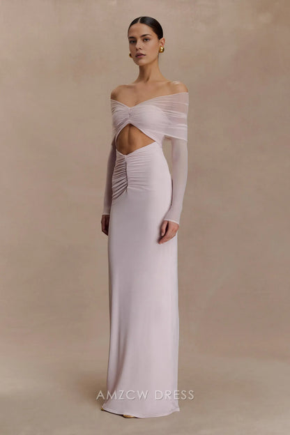 Amzcw Elegantes Vestidos de Fiesta Línea A Satén Verde Azulado con Hombros Descubiertos Mini Vestido Corto Venta Caliente para Mujeres 