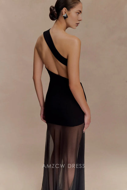 Amzcw Elegantes Vestidos de Fiesta Línea A Satén Verde Azulado con Hombros Descubiertos Mini Vestido Corto Venta Caliente para Mujeres 