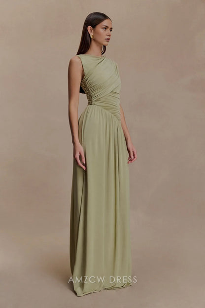 Elegant Sheath/Column One - Shoulder Ruched Chiffon Maxi Dress Prom Dress