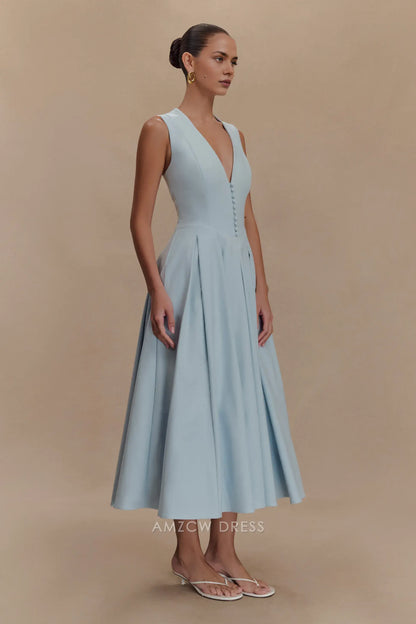 Amzcw Elegantes Vestidos de Fiesta Línea A Satén Verde Azulado con Hombros Descubiertos Mini Vestido Corto Venta Caliente para Mujeres 
