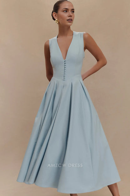 Amzcw Elegantes Vestidos de Fiesta Línea A Satén Verde Azulado con Hombros Descubiertos Mini Vestido Corto Venta Caliente para Mujeres 
