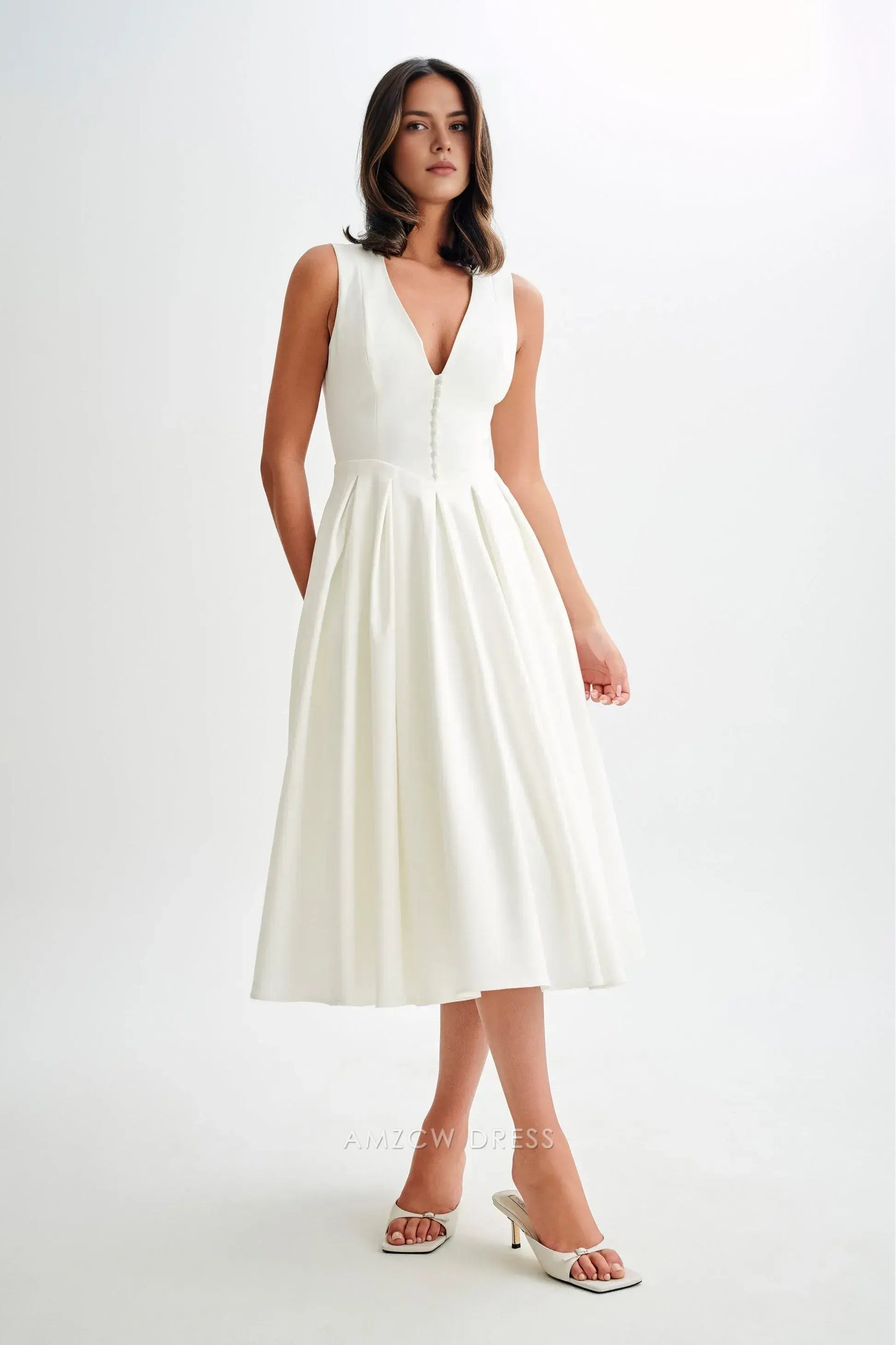 Amzcw Elegantes Vestidos de Fiesta Línea A Satén Verde Azulado con Hombros Descubiertos Mini Vestido Corto Venta Caliente para Mujeres 