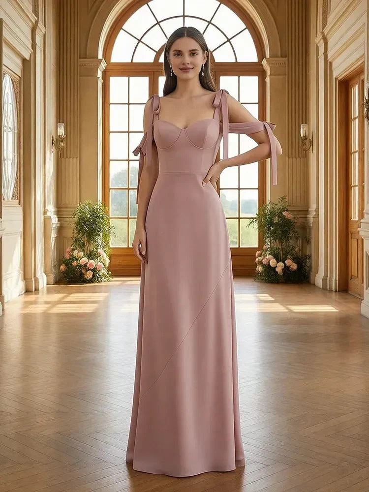 Elegant A-Line Sweetheart Sleeveless Romantic Chic Dusty Rose Floor-Length Prom Dresses for Women