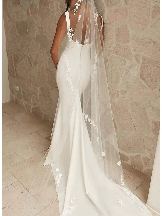 Elegant Mermaid Cowl Neck Sleeveless Modern White Floor-Length Prom Dress