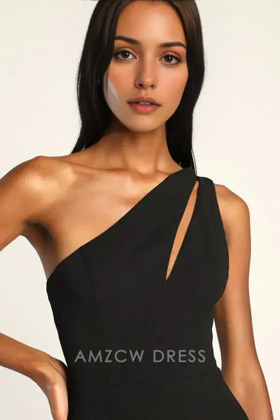 Vestido largo elegante de un solo hombro con energía encantada de Amzcw, vestidos formales 