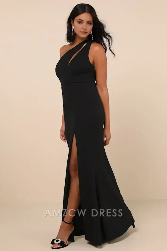 Vestido largo elegante de un solo hombro con energía encantada de Amzcw, vestidos formales 