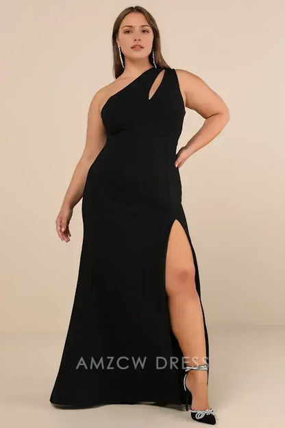 Vestido largo elegante de un solo hombro con energía encantada de Amzcw, vestidos formales 