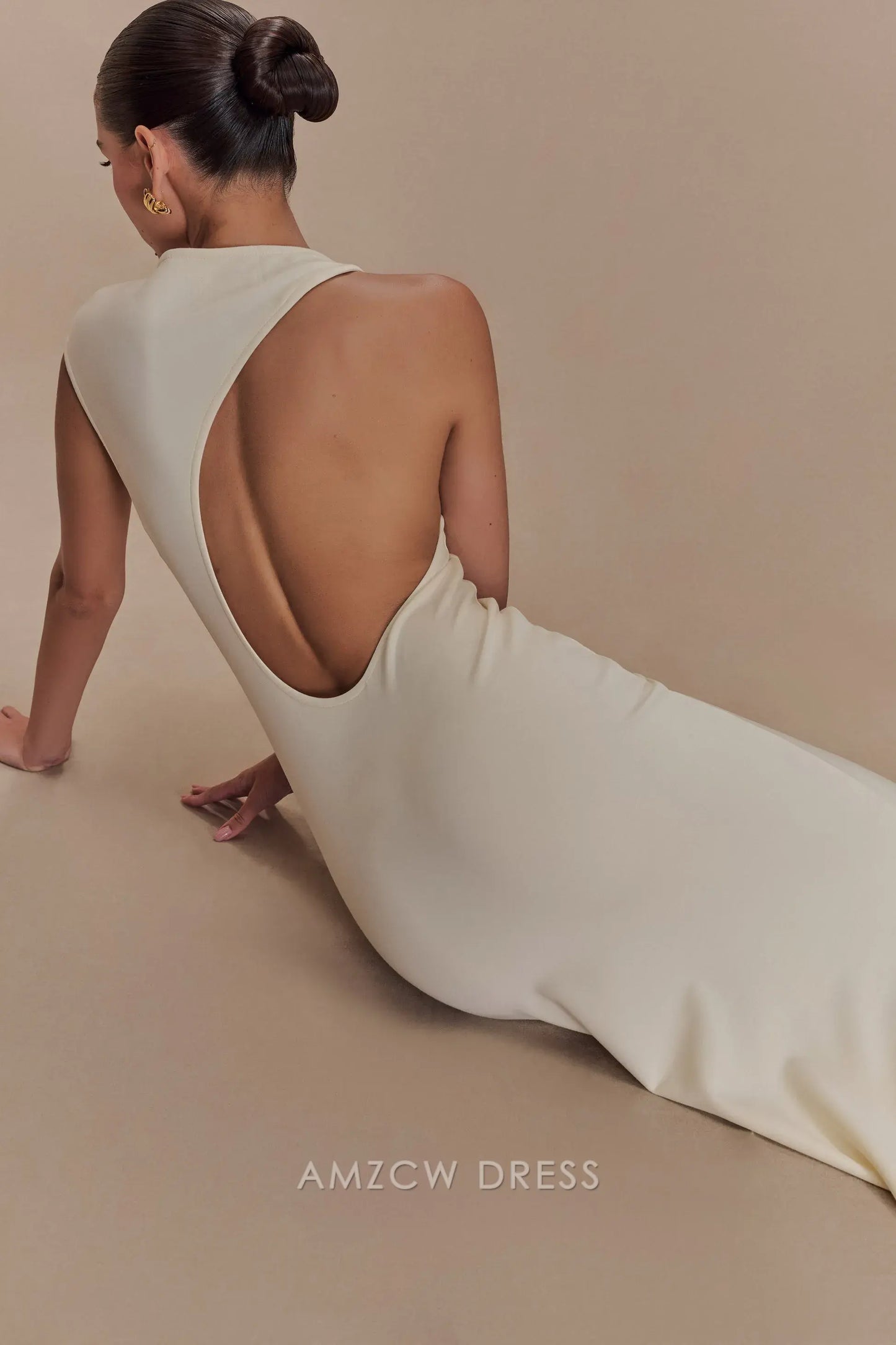 Fashion Mermaid/Trumpet High Neck Sleeveless Backless Floor-Length prom dress