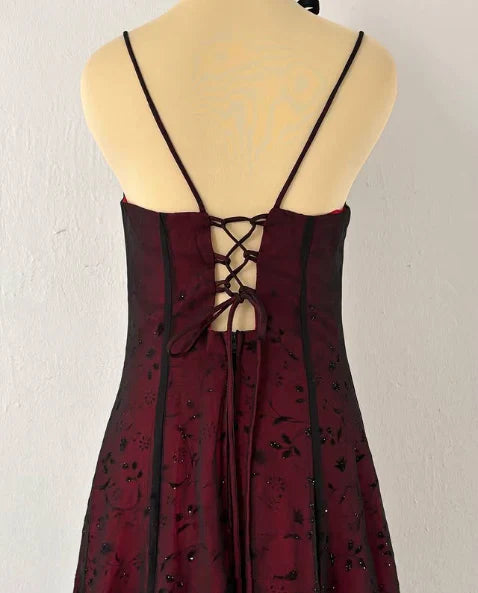 Glamorous Beaded Floral Spaghetti-strap Lace-up-back Floor-length Prom Dress