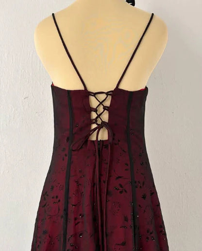 Glamorous Beaded Floral Spaghetti-strap Lace-up-back Floor-length Prom Dress