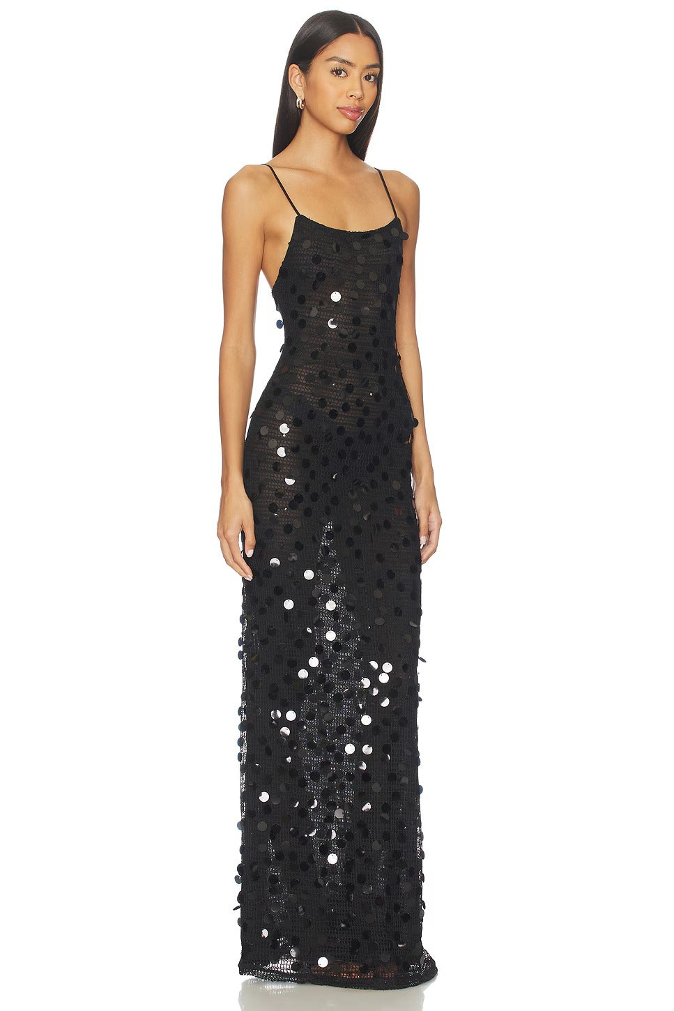 Glamorous Form-Fitting Scoop-Neck Sleeveless Open-Back Maxi Prom Dress