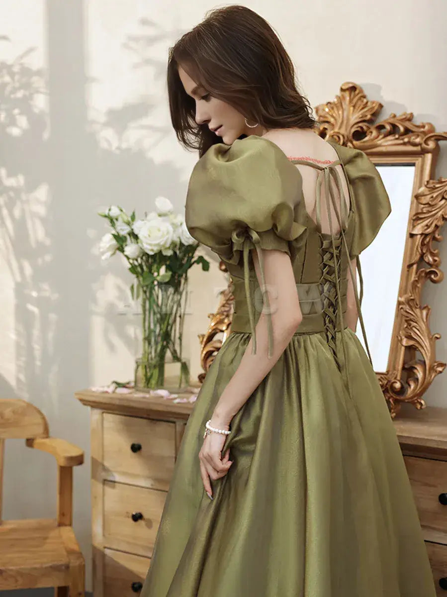 Vestido largo de fiesta de tul verde Amzcw, vestido largo de noche de tul verde, vestidos formales 