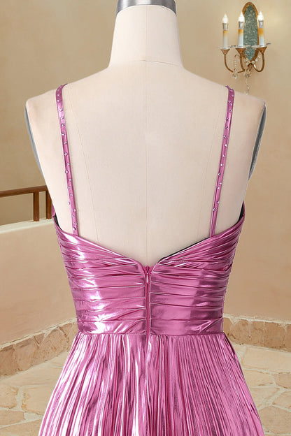 Vestido de fiesta de satén sin mangas con cuello halter, corte A, sencillo, largo y formal