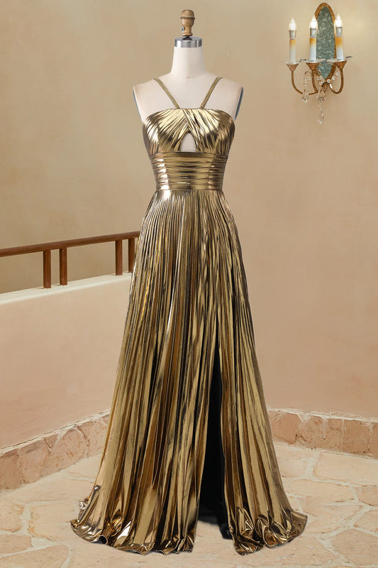 Vestido de fiesta de satén sin mangas con cuello halter, corte A, sencillo, largo y formal