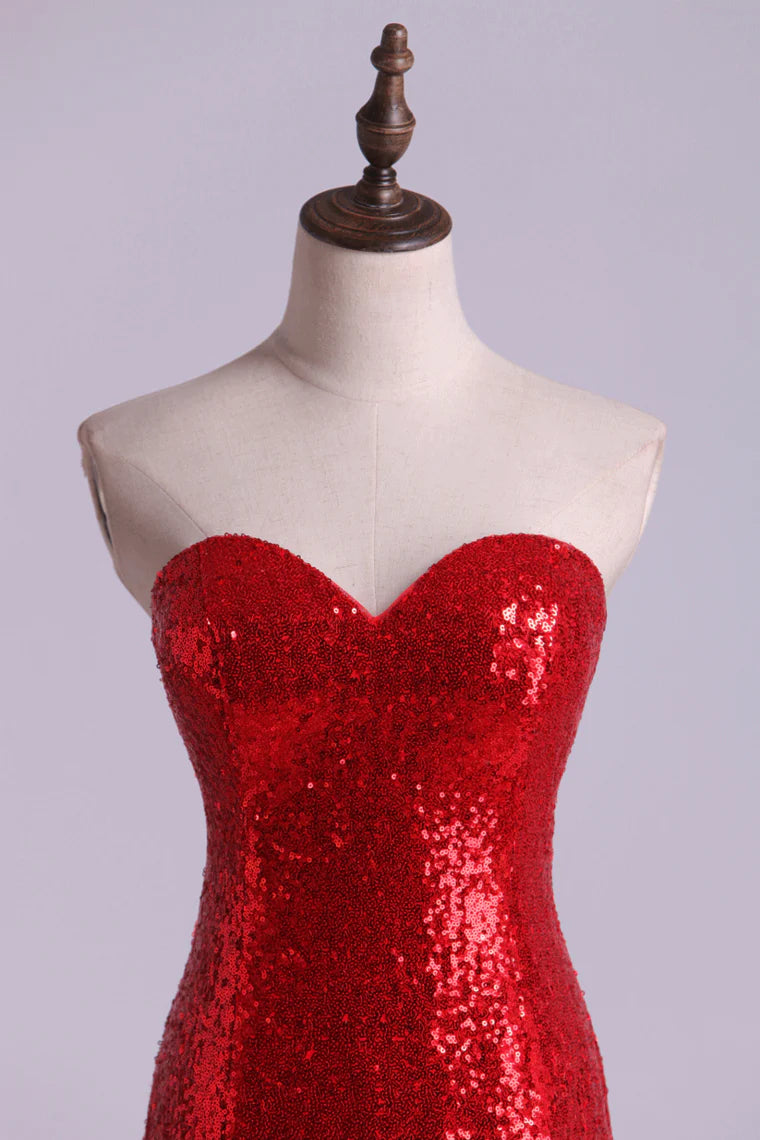 Vestidos de fiesta de sirena/trompeta con escote corazón y lentejuelas 