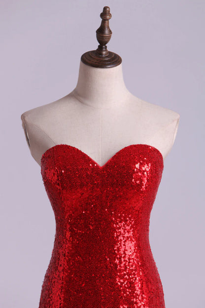 Vestidos de fiesta de sirena/trompeta con escote corazón y lentejuelas 