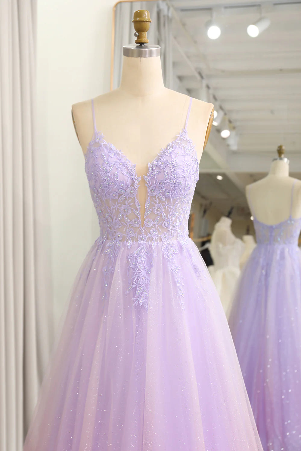 Amzcw Sparkly Gradient Purple A Line Tulle Long Prom Dress With Appliques prom dress shops