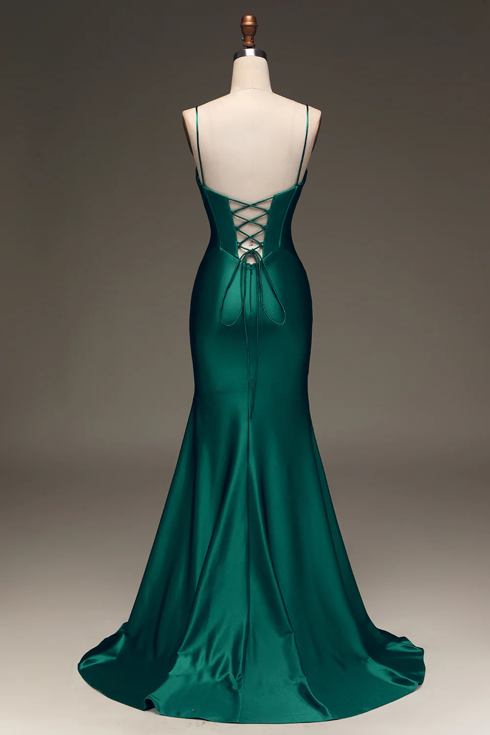 Amzcw Dark Green Mermaid Spaghetti Straps Long Prom Dress With Sleeveless prom dresses with long sleeves
