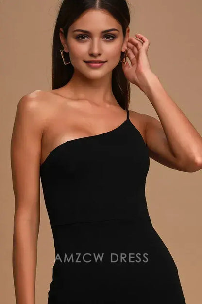 Vestido largo negro de un solo hombro Amzcw "Guardián de mi corazón" vestidos formales 