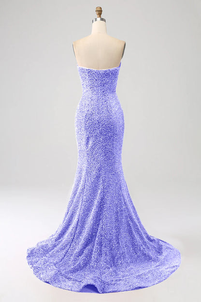 Amzcw Lavender Mermaid Sweetheart Sweep Train Prom Dress With Sequins prom dresses shops