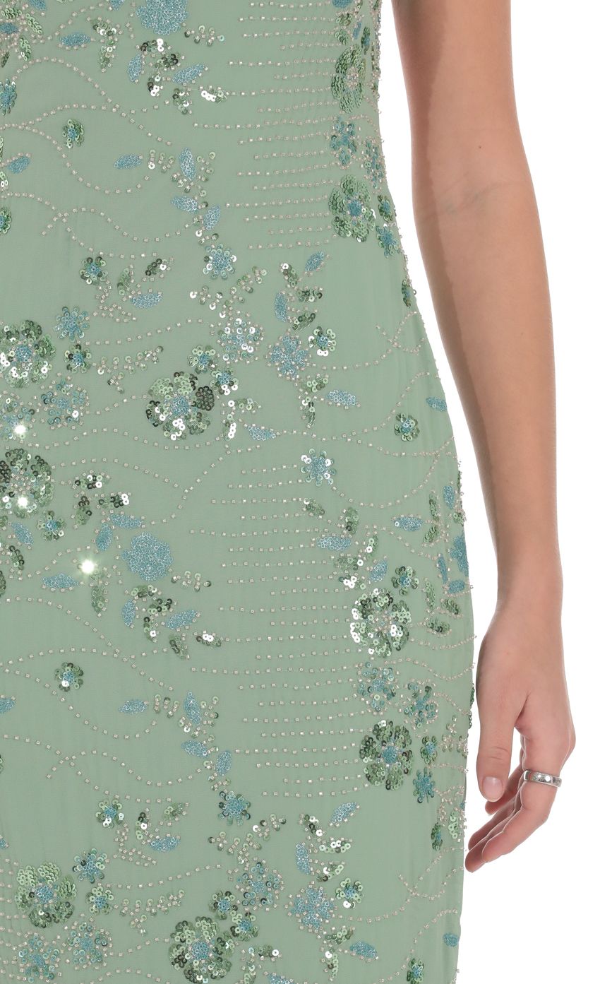Light Green Spaghetti Strap Sequin Prom Dress With Lace-Up Back Formal Prom Dress