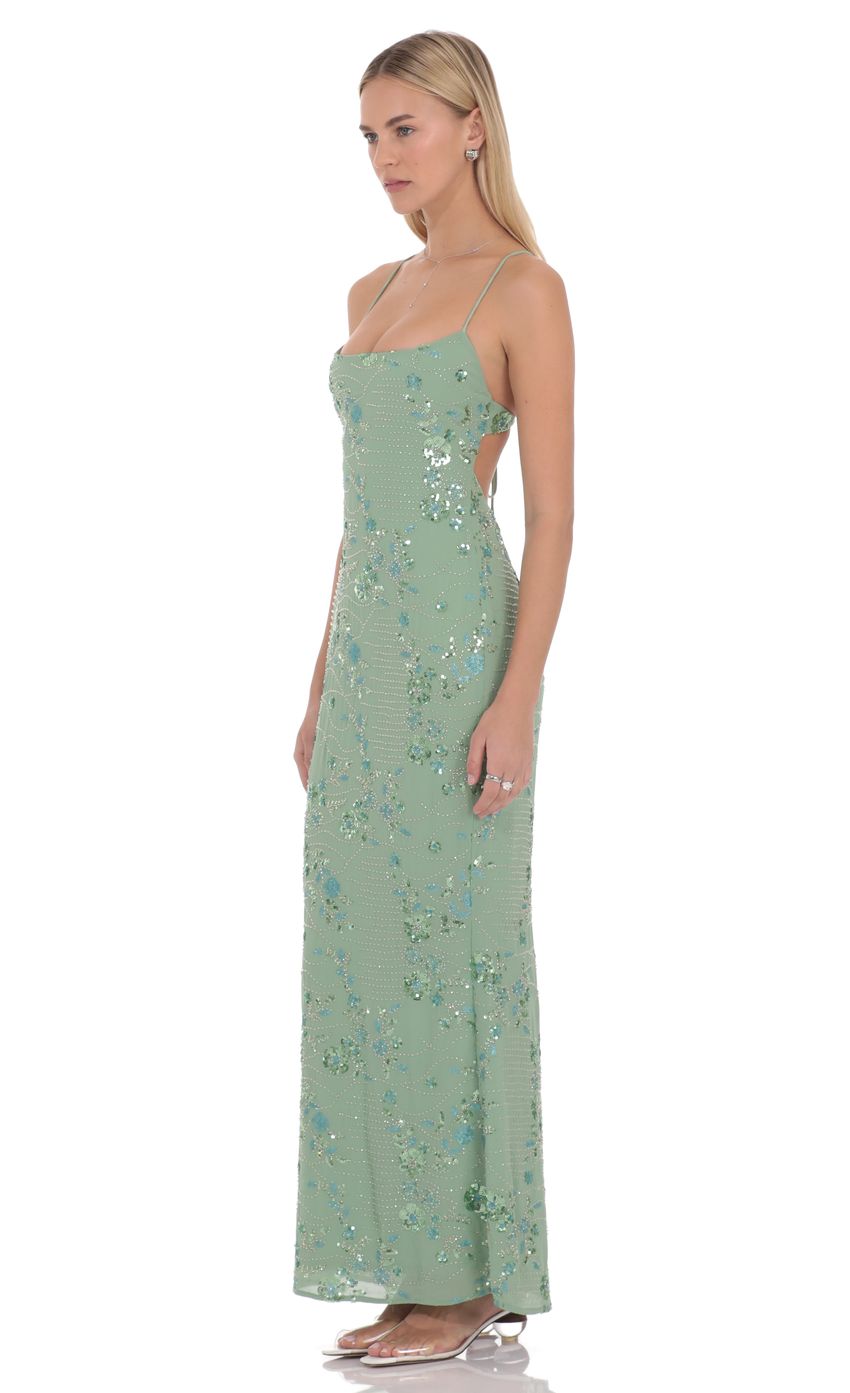Light Green Spaghetti Strap Sequin Prom Dress With Lace-Up Back Formal Prom Dress