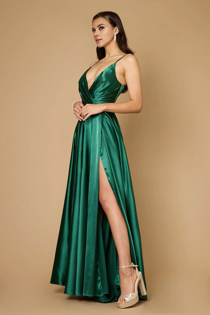 Amzcw Long Flowy Satin Formal Prom Party Dress