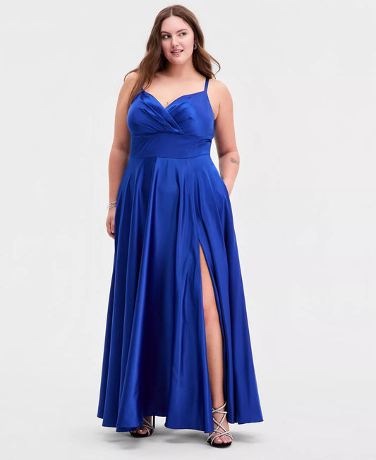 Luxurious A-Line Sweetheart Neck Sleeveless Open-Back Floor-Length Plus Size Dresses