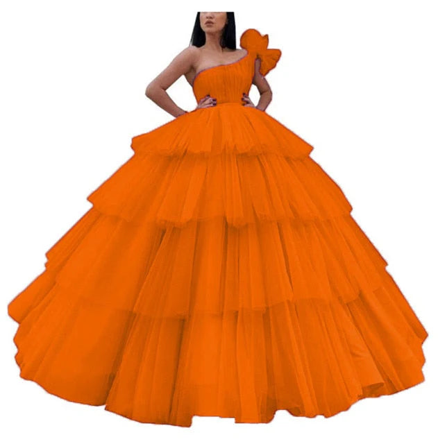 Ball Gown One-Shoulder Floor-Length Long Prom Dresses