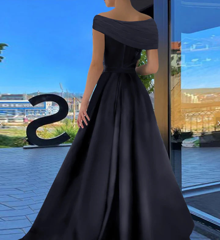 A-Line/Princess Off-The-Shoulder Floor-Length Prom Dresses