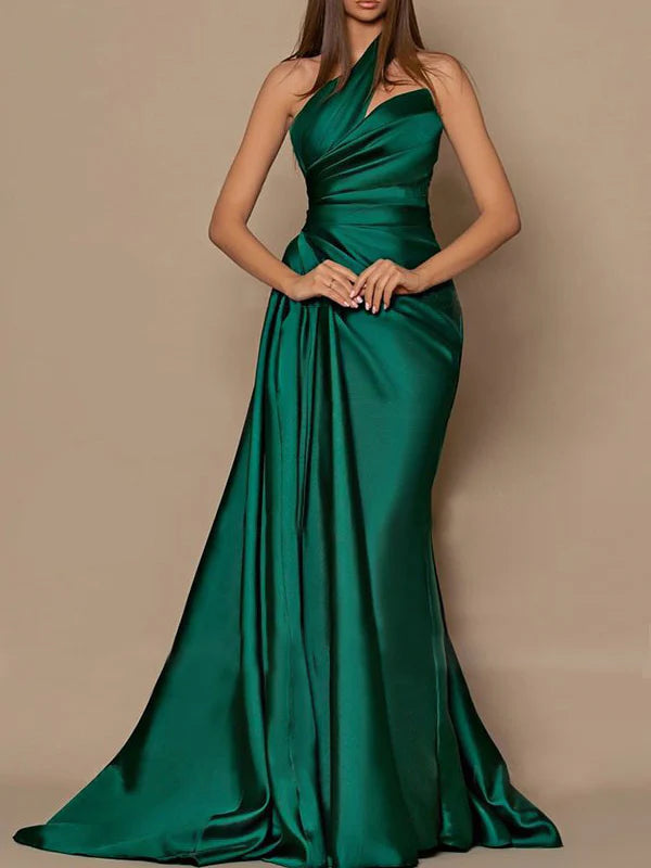 Sheath/Column One-Shoulder Floor-Length Prom Dresses