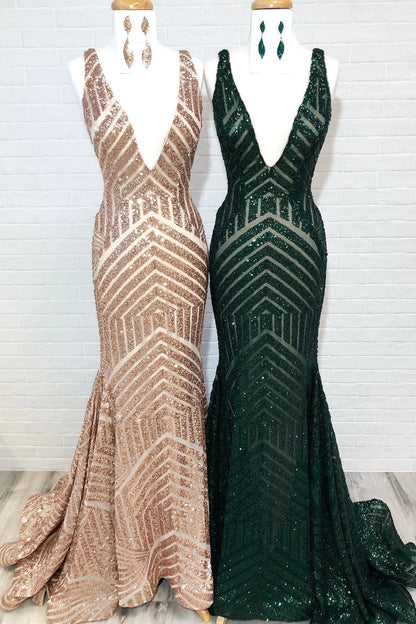 Mermaid Long Straps V Neck Sleeveless Prom Dresses Backless Evening Dresses